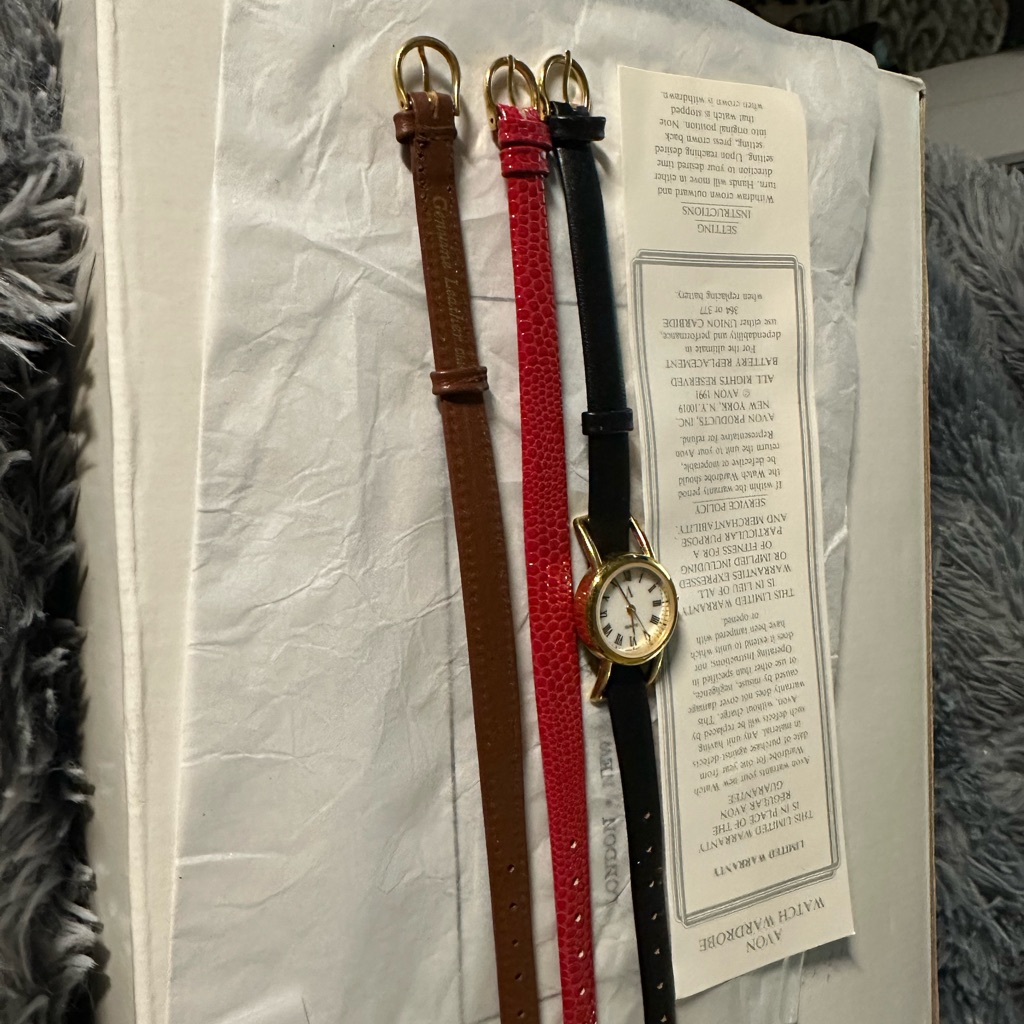 Avon Gold Watch With Multicolor Leather Straps Battery Not Included